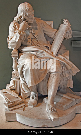 Blaise Pascal (1623-1662), rinomato matematico e filosofo francese che studia la cicloide di Augustin Pajou nel 1785, Museo del Louvre di Parigi in Francia Foto Stock