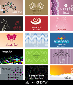 Grande raccolta di vari business card designs Foto Stock