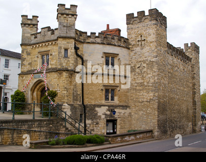 La Vecchia Prigione museo, ex carcere della città di Buckingham, Buckinghamshire, Inghilterra, sotto forma di un castello Foto Stock