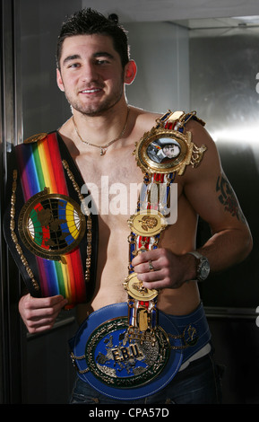 Nathan sapientemente (sopportato il 17 febbraio 1987) è un Welsh boxer professionale e la corrente WBO Pesi Mediomassimi campione del mondo. Foto Stock