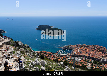 Dubrovnik Croazia - la Funivia del Colle Srd, vista sulla città. Foto Stock