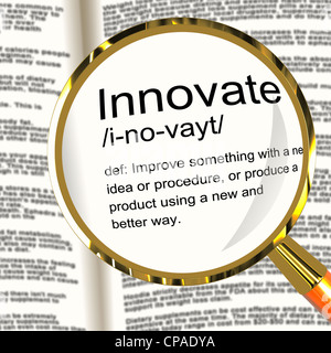 Innovare Definizione Magnifier mostra lo sviluppo creativo e l'Ingegno Foto Stock