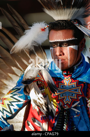 Stati Uniti d'America, Idaho, Fort Hall. Partecipante al powwows tenutasi durante l'annuale Festival Shoshone-Bannock Foto Stock