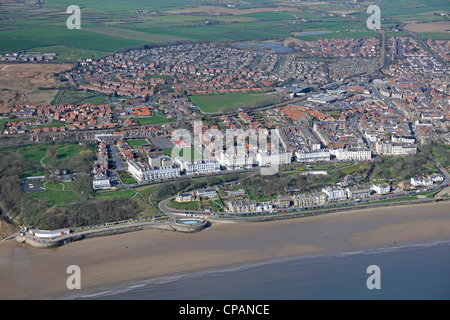 Vista aerea del Filey dal mare Foto Stock