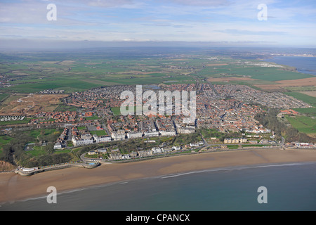 Vista aerea del Filey dal mare. Foto Stock