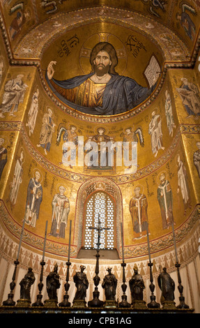 Cristo Pantocratore Cattedrale di Monreale Palermo Sicilia Foto Stock