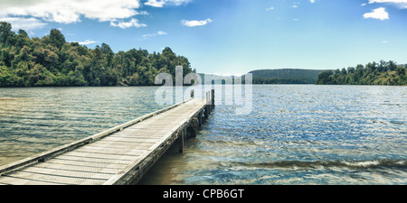 Lago Mapourika in Nuova Zelanda. Panorama Foto Stock