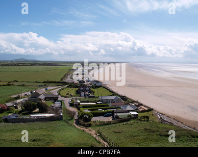 Vista da Brean giù lungo il Brean beach a Burnham-on-Sea, Somerset, Regno Unito Foto Stock