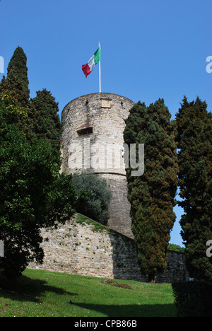 Torre medievale, La Rocca castello, la città vecchia, Bergamo, Lombardia, Italia Foto Stock