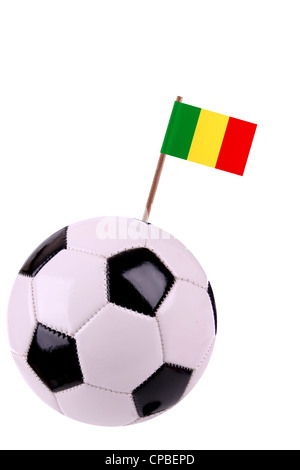 Soccerball calcio o decorata con una piccola bandiera nazionale su un toothstick Foto Stock