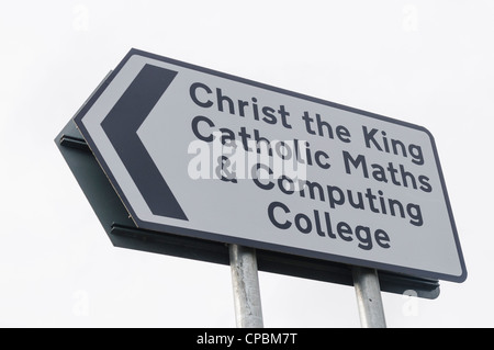 Segno di Cristo Re Cattolico Matematica e Informatica College, Preston Foto Stock