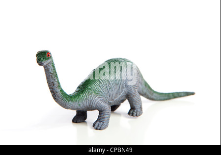 Plastica giocattolo dinosauro isolati su sfondo bianco Foto Stock