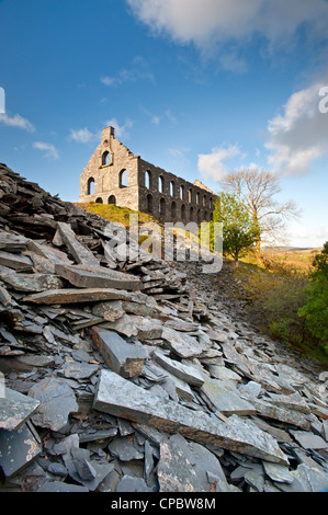 Ynys y Pandy Unesed Slate Mill, Ynys y Pandy Slate Mill, Snowdonia National Park, Gwynedd, Galles del Nord, Regno Unito Foto Stock