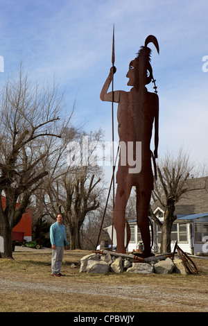 Scultura di metallo di nativi americani, Missouri, Stati Uniti d'America Foto Stock