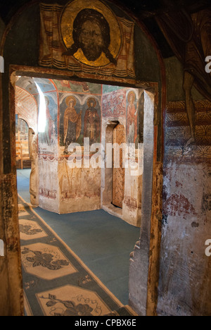 Parete interna dipinti nel monastero di umorismo, Bucovina, Romania Foto Stock