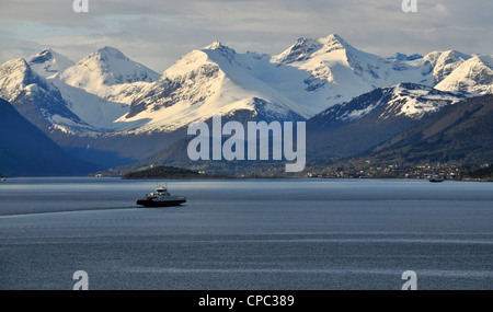 La mattina presto, Romsdalsfjord , Norvegia Foto Stock