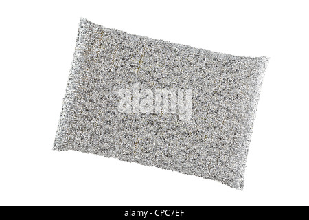 Acciaio inox paglietta isolato su uno sfondo bianco Foto Stock