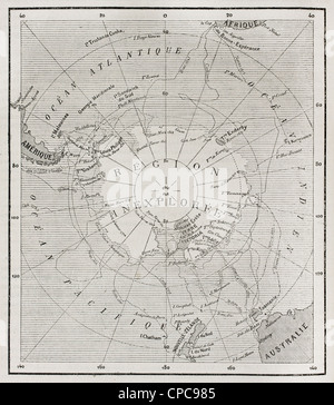 Antartide mappa vecchia Foto Stock