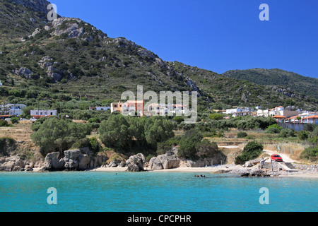 Spiaggia di Voulisma (aka Golden Beach) a Istron Kalo Horia, Golfo di Mirabello, Lassithi, Creta, Grecia, Mediterraneo, Europa Foto Stock