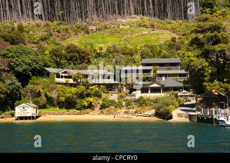 Nuova Zelanda Isola del Sud, Picton resort Lochmara Lodge Foto Stock
