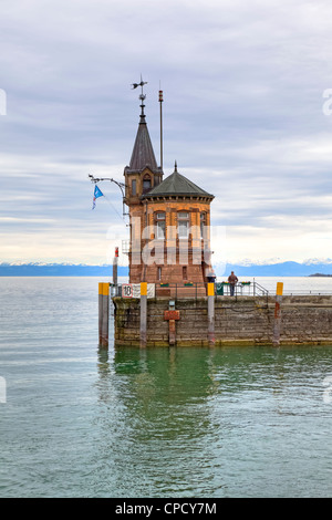 Faro di Costanza e il Lago di Costanza, Baden-Württemberg, Germania Foto Stock