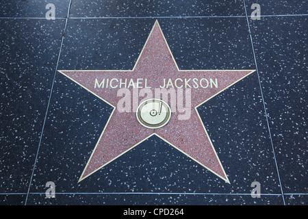 Michael Jackson, stella, Hollywood Walk of Fame, Hollywood Boulevard, Hollywood, Los Angeles, California, Stati Uniti d'America Foto Stock