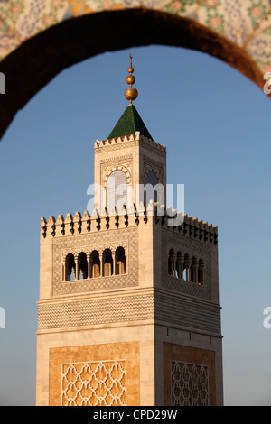 Grande Moschea (Moschea Ezzitouna) minareto, Tunisi, Tunisia, Africa Settentrionale, Africa Foto Stock