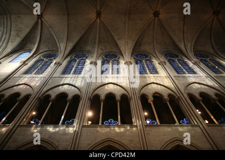 La cattedrale di Notre Dame di Parigi navata, Parigi, Francia, Europa Foto Stock