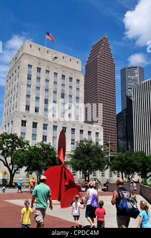 I pedoni a piedi nel centro cittadino di Houston, Texas, Stati Uniti d'America. Foto Stock