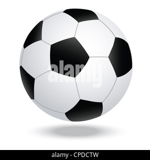 Illustrazione di altamente resi pallone da calcio, calcio, isolato in uno sfondo bianco. Foto Stock