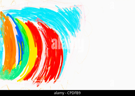 Infanzia arcobaleno disegnato con marcatori Foto Stock