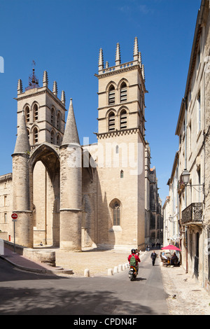 Una vista della Cattedrale di Montpellier, Montpellier, Languedoc-Roussillon, Francia, Europa Foto Stock