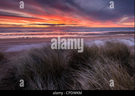 A Balmedie Beach a sunrise, Aberdeenshire, Scotland, Regno Unito Foto Stock