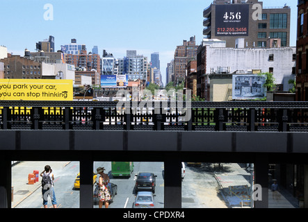 Linea alta Park New York City lo sviluppo urbano paesaggio Downtown Manhattan STATI UNITI D'AMERICA Foto Stock