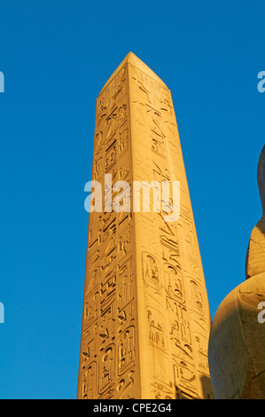 Obelisco di Ramesse II e il Tempio di Luxor, Tebe, Sito Patrimonio Mondiale dell'UNESCO, Egitto, Africa Settentrionale, Africa Foto Stock