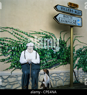 Wall Art, vicino a Reims, Champagne, Francia, Europa Foto Stock