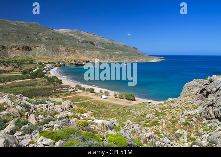 Vista della spiaggia, Kato Zakros, Λασίθι, Creta, Isole Greche, Grecia, Europa Foto Stock