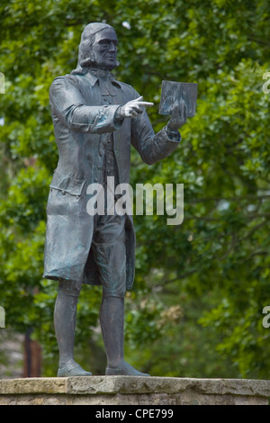 Statua di John Wesley in Epworth, il luogo di nascita di John e Charles Wesley, fondatori del movimento metodista Foto Stock