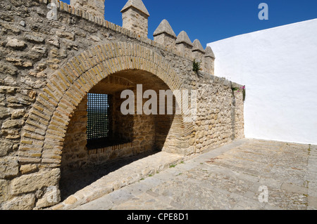 Vecchie mura della città, Las Murallas, Vejer de la Frontera, la provincia di Cadiz Cadice, Costa de la Luz, Andalusia, Spagna, Europa Foto Stock