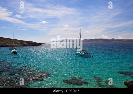 Blue Lagoon, Isola di Comino e Malta, Mediterraneo, Europa Foto Stock