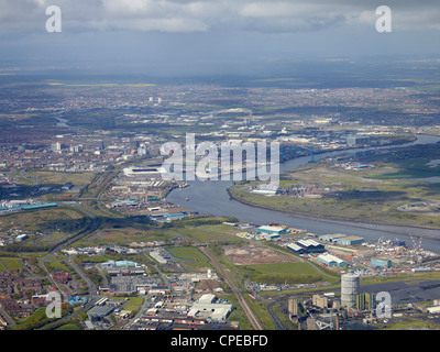 Middlesborough andTeeside dall'aria, a nord-est dell' Inghilterra, Maggio 2012 Foto Stock