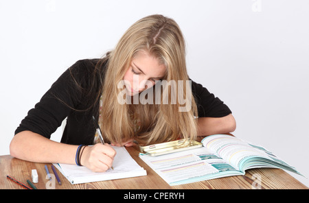 Ragazza adolescente studiando. Foto Stock