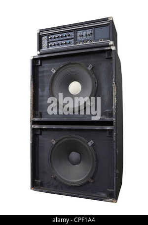 Grungy vintage ampli per basso con un enorme 15 pollici altoparlanti. Sezionate da decenni di heavy metal concerti. Foto Stock