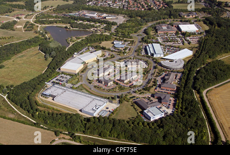 Vista aerea di campi a Ruddington Business Park vicino a Nottingham Foto Stock