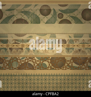 Retrò modelli senza soluzione di continuità su abstract sfondo senza soluzione di continuità sulla vecchia di Grana carta Foto Stock