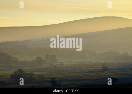 La mattina presto in Wyresdale nella foresta di Bowland, vicino a Lancaster, Lancashire, Inghilterra Foto Stock