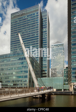 South Quay passerella, Canary Wharf, Londra, Inghilterra, Regno Unito. Foto Stock