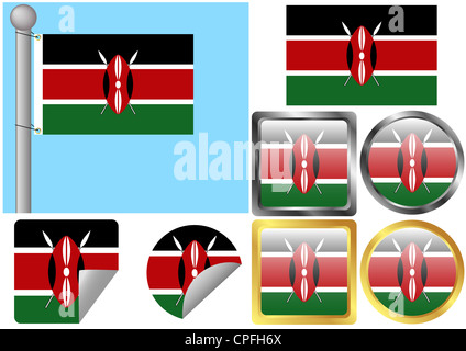 Bandiera Kenya Set Foto Stock