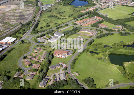 Veduta aerea di Belasis Court & Belasis Technology Park, Billingham vicino Middlesborough Foto Stock