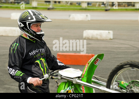 Moto stunt pilota del display Foto Stock